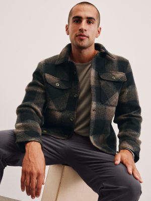 Plaid Wool Blend Men's Shirt Jacket