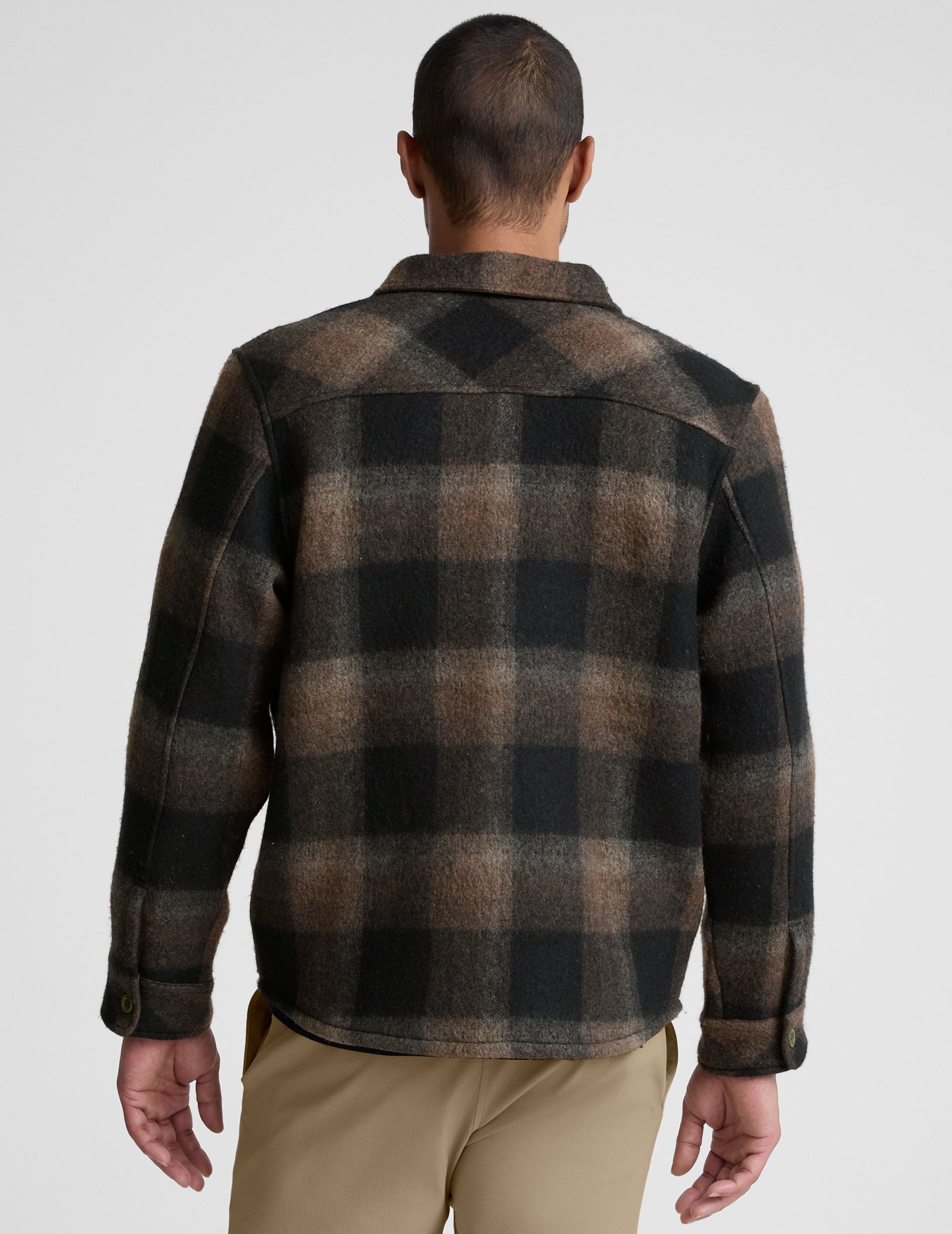 Plaid Wool Blend Men's Shirt Jacket - Image 4