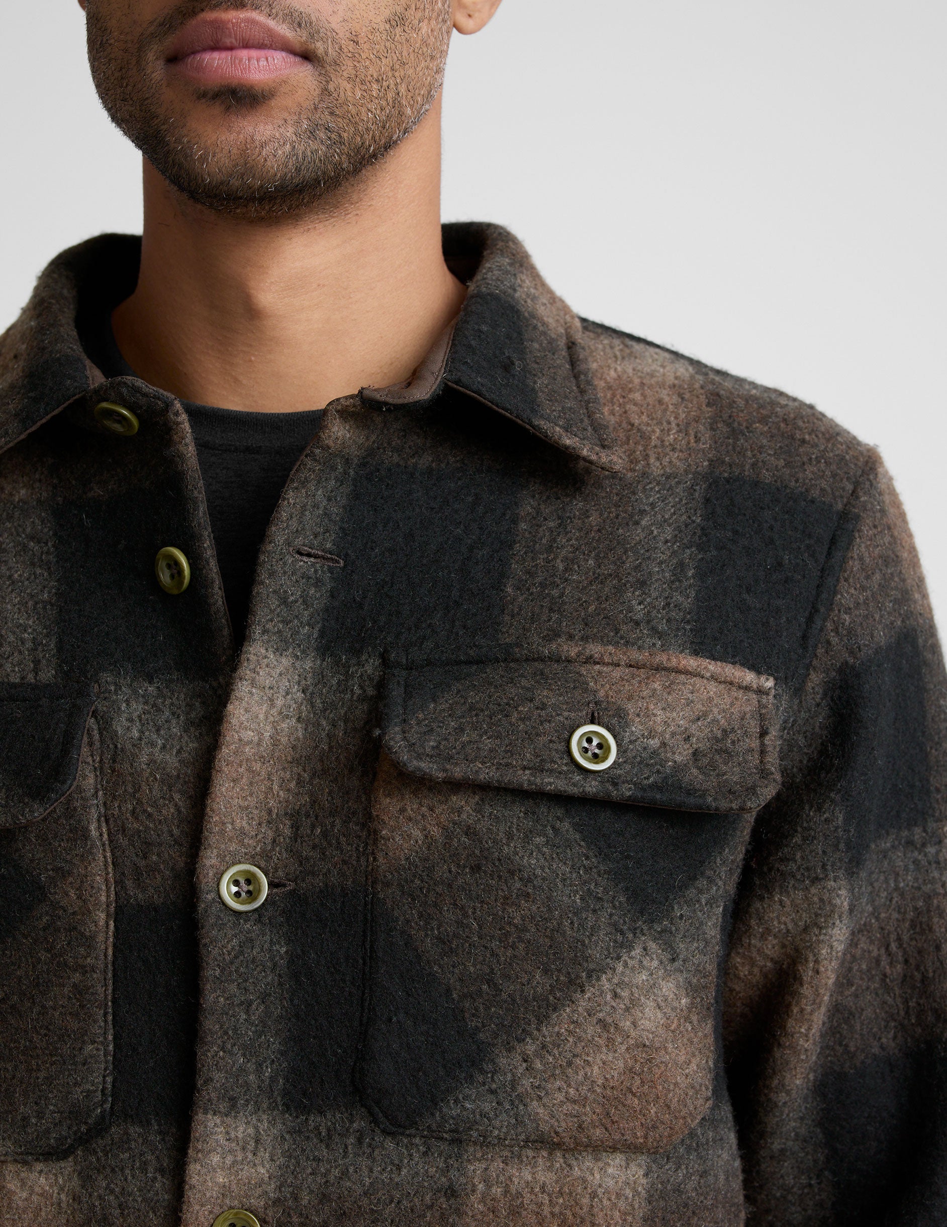 Plaid Wool Blend Men's Shirt Jacket - Image 5