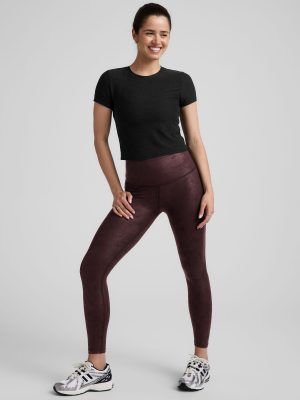 Leatherette High Waisted Midi Legging