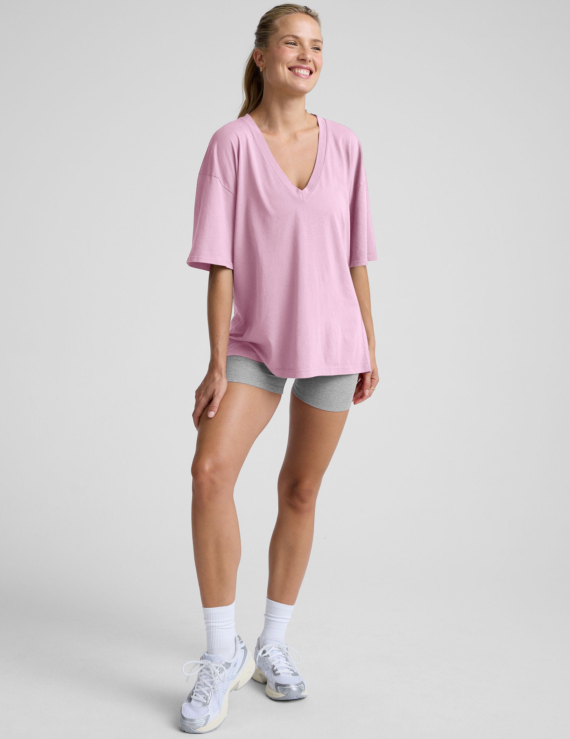Oversized V-neck Cotton Tee - Image 5