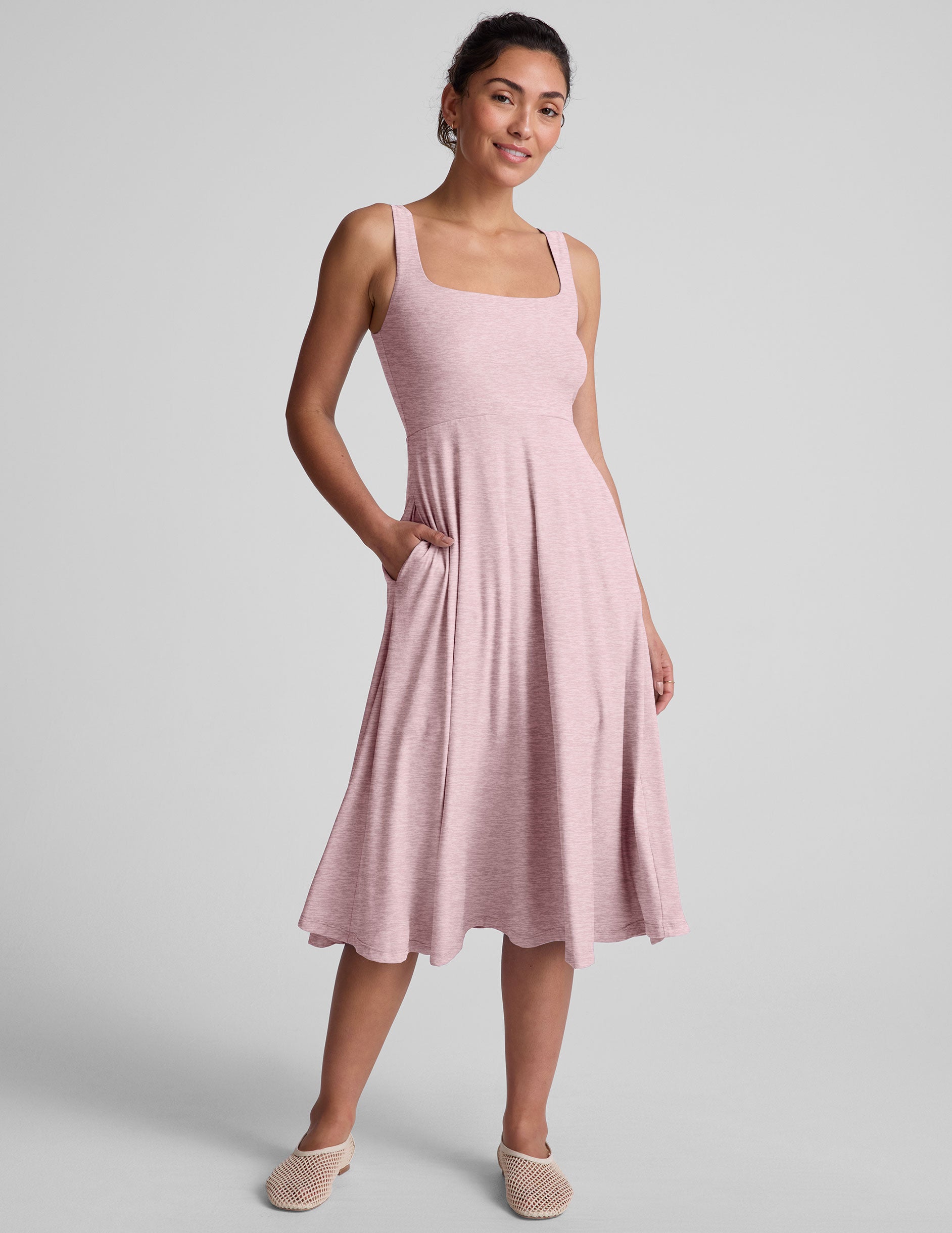 Featherweight At The Ready Square Neck Dress