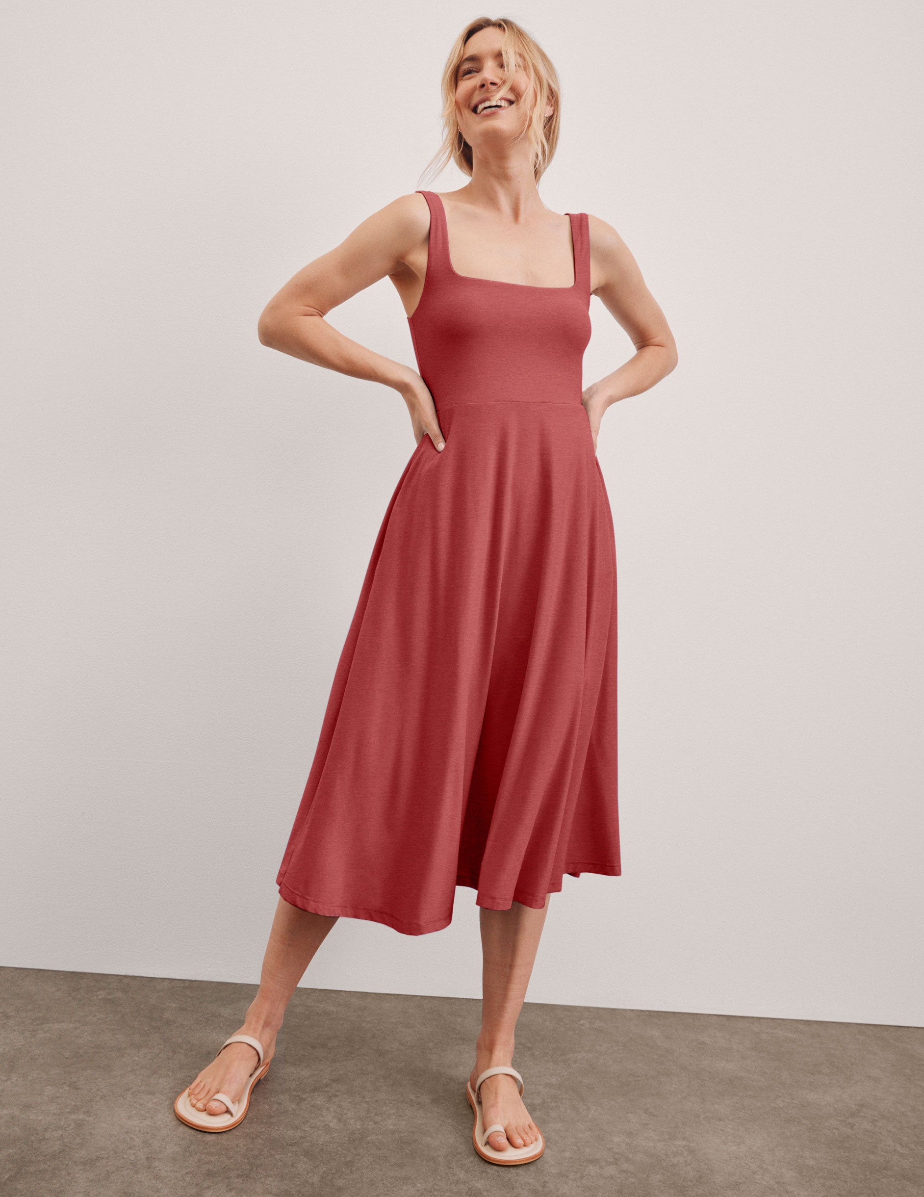 Featherweight At The Ready Square Neck Dress