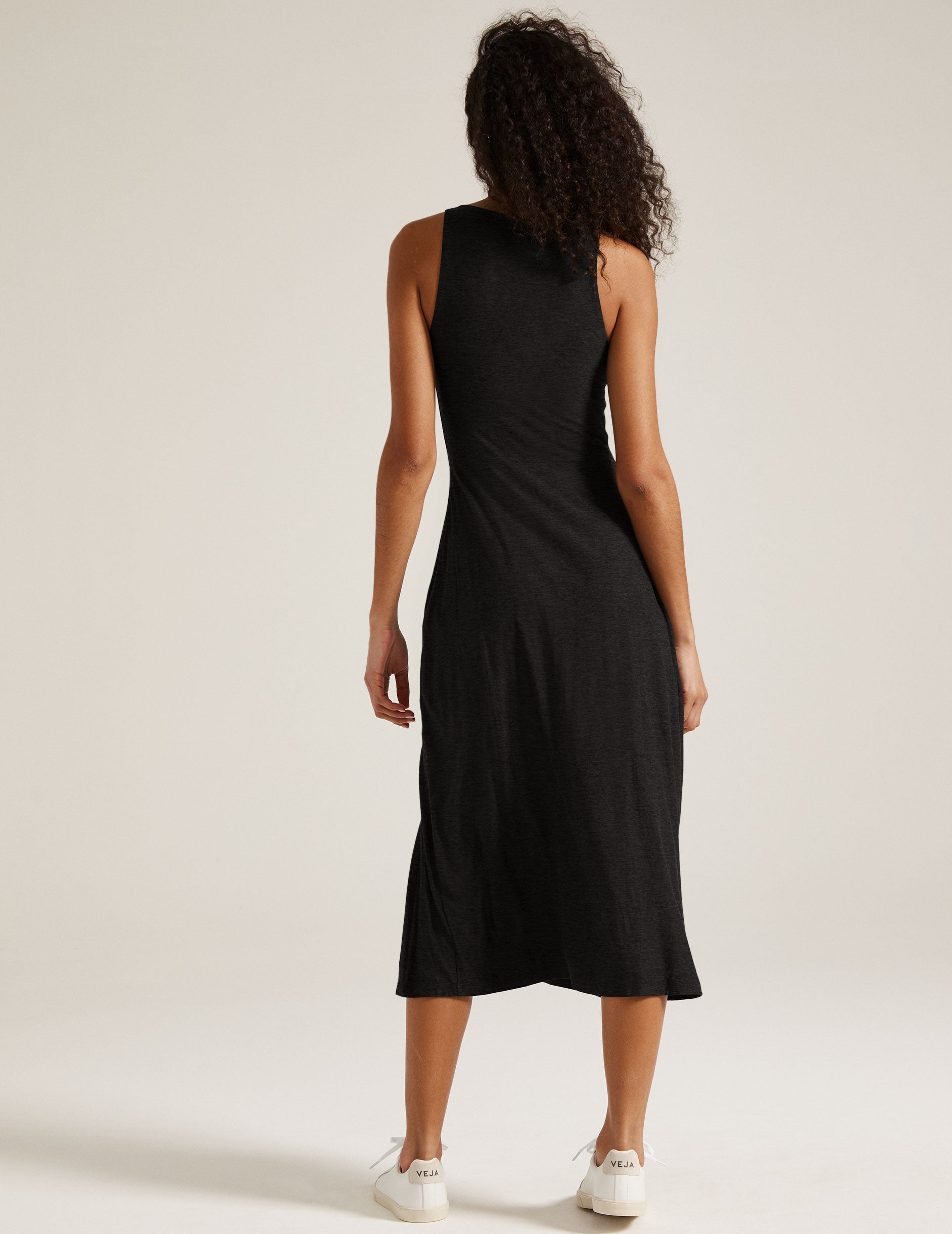 Featherweight Square Neck Slit Midi Dress - Image 3