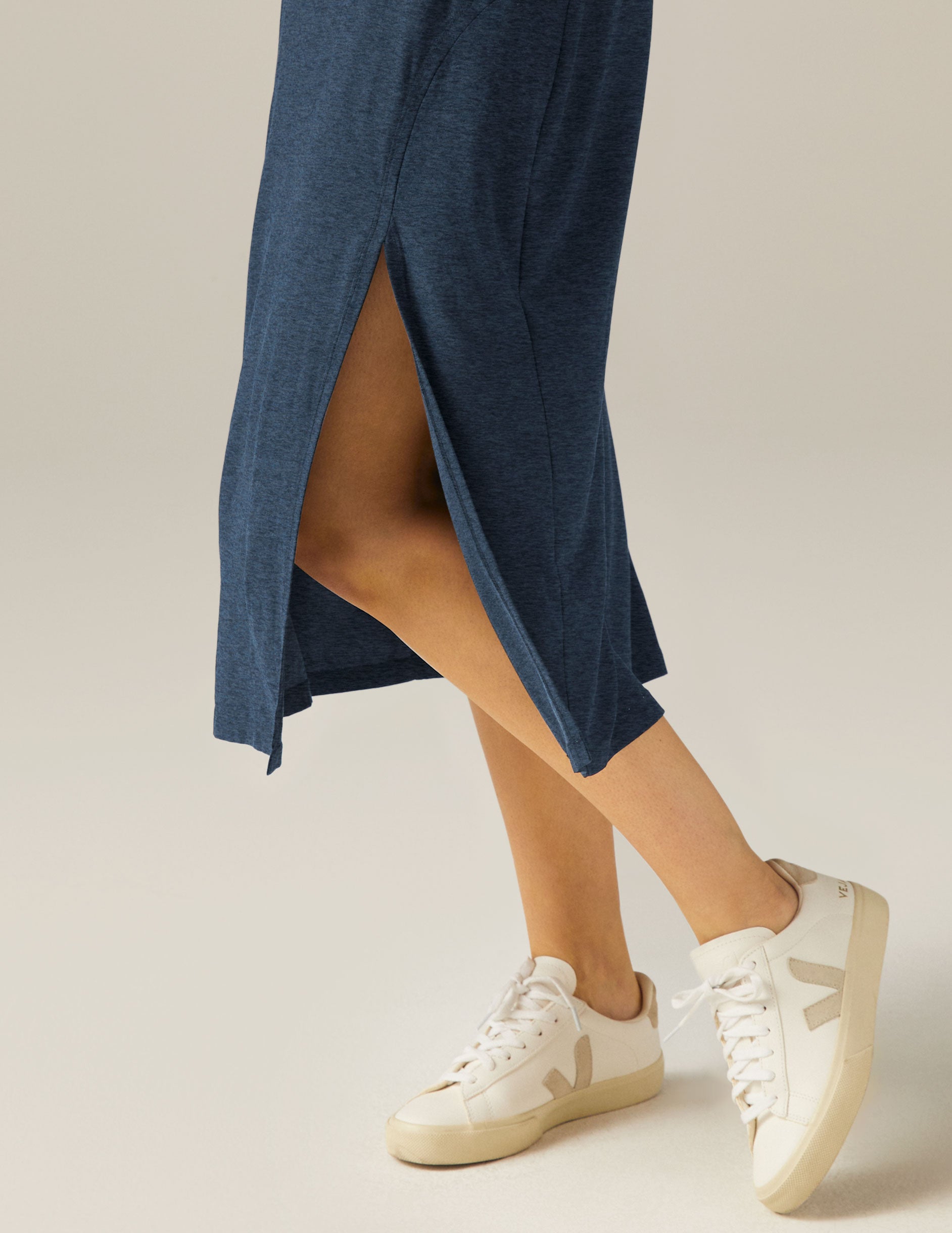 Featherweight Square Neck Slit Midi Dress - Image 5